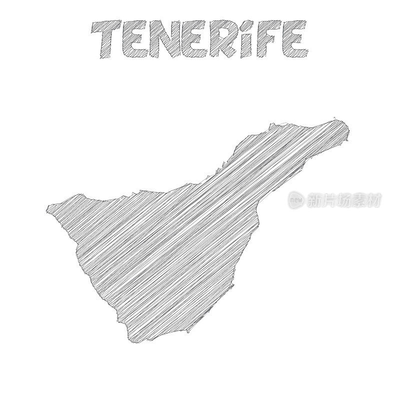 特内里费地图手绘在白色背景上