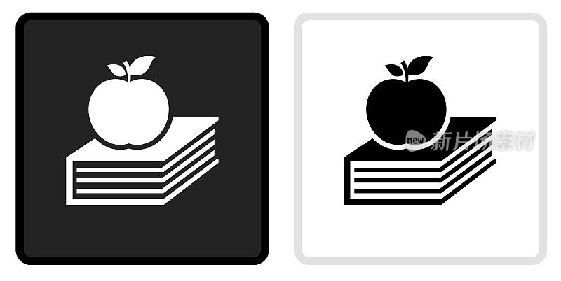 苹果和书图标上的黑色按钮与白色滚动