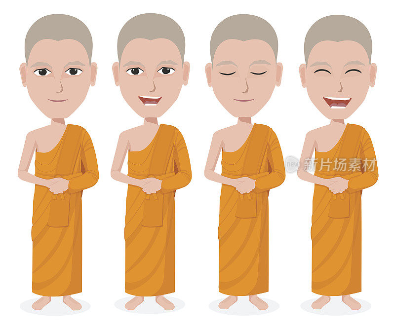 卡通泰国僧人矢量