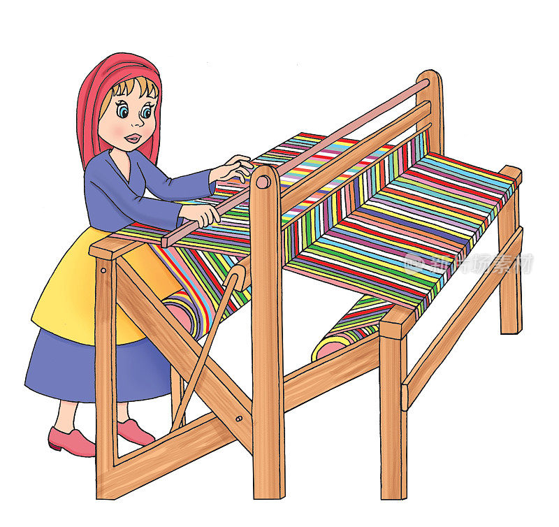 老式的木质织布机在编织地毯。jpg插图