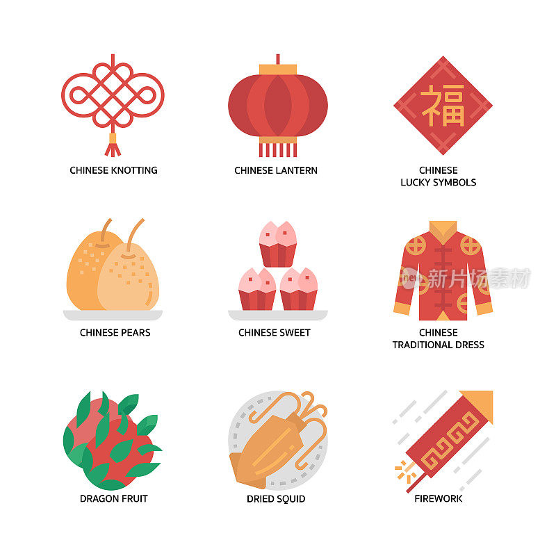 中国新年图标套装