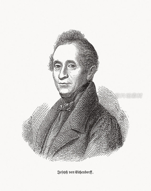 约瑟夫・冯・艾申多夫(1788-1857)，德国诗人，木刻，1893年出版