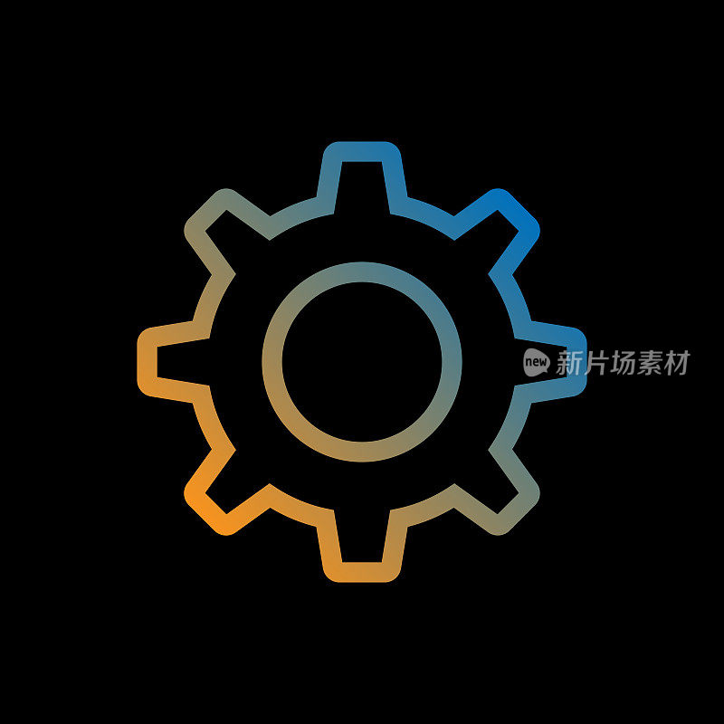 齿轮线图标,轮廓矢量符号