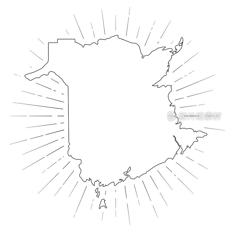 新布伦瑞克地图与阳光在白色的背景