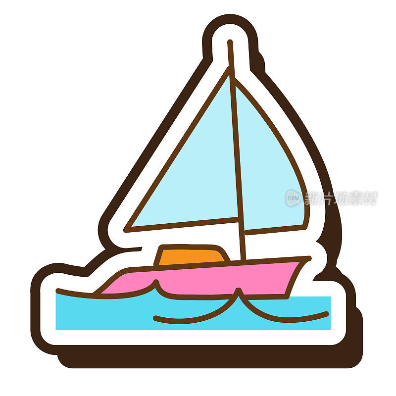 暑假休闲帆船全彩图标