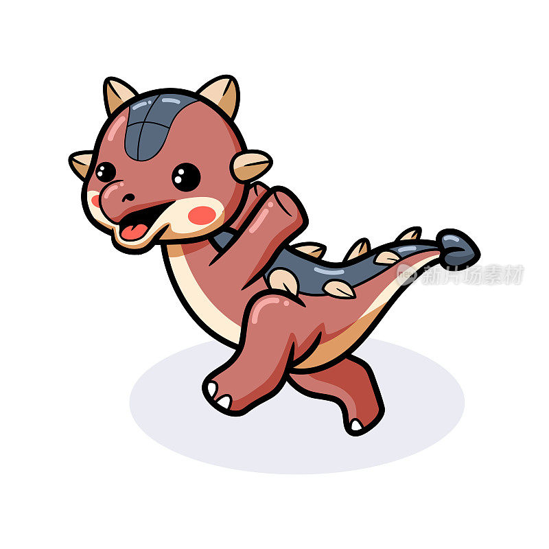 可爱的小甲龙恐龙卡通奔跑