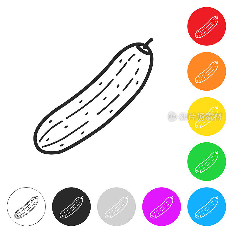黄瓜。按钮上不同颜色的平面图标