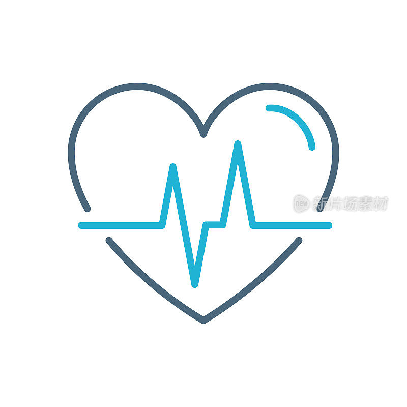 心跳心脏病。医疗保健和医药-线图标。向量股票插图