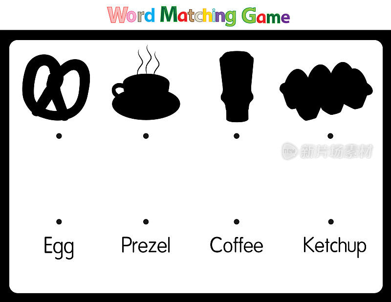 教育插图匹配的词语为幼儿。学习单词搭配图片。如食品类别所示