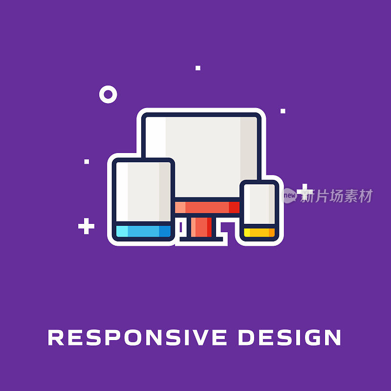 响应式设计平线图标，轮廓矢量符号插图。