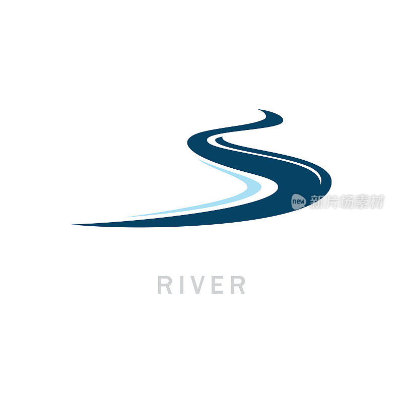 河流标志矢量图标插图设计