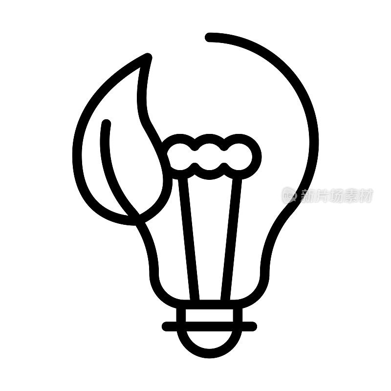 生态灯泡图标从生态收集。薄线性生态灯泡，生态，灯泡轮廓图标孤立在白色背景。线矢量生态灯泡标志，网络和移动标志。