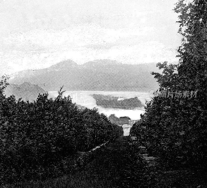 Nonnenwerth岛位于德国莱茵兰-普法尔茨的莱茵布赖特巴赫，19世纪