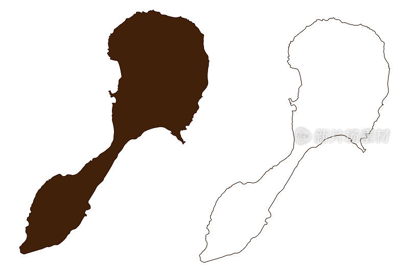 异教徒岛(北马里亚纳群岛联邦，太平洋，美国，美国)地图矢量插图，潦草草图异教徒地图