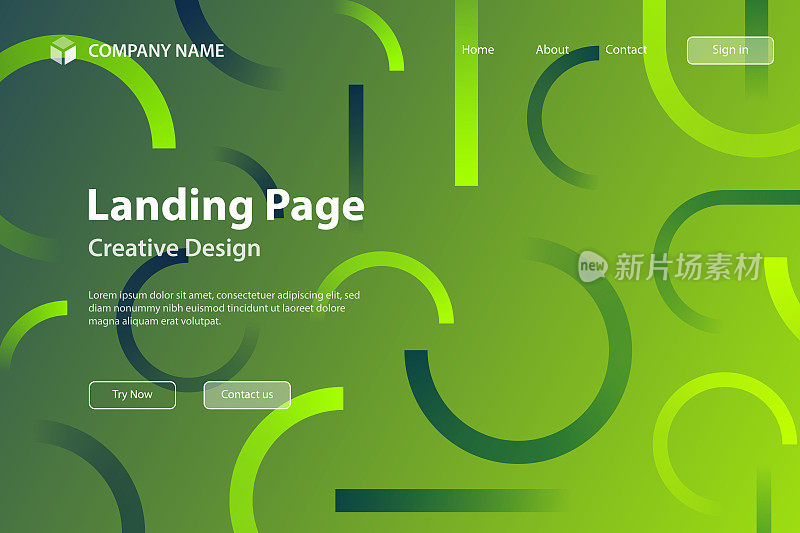 登陆页模板-抽象设计与几何形状-时髦的绿色梯度