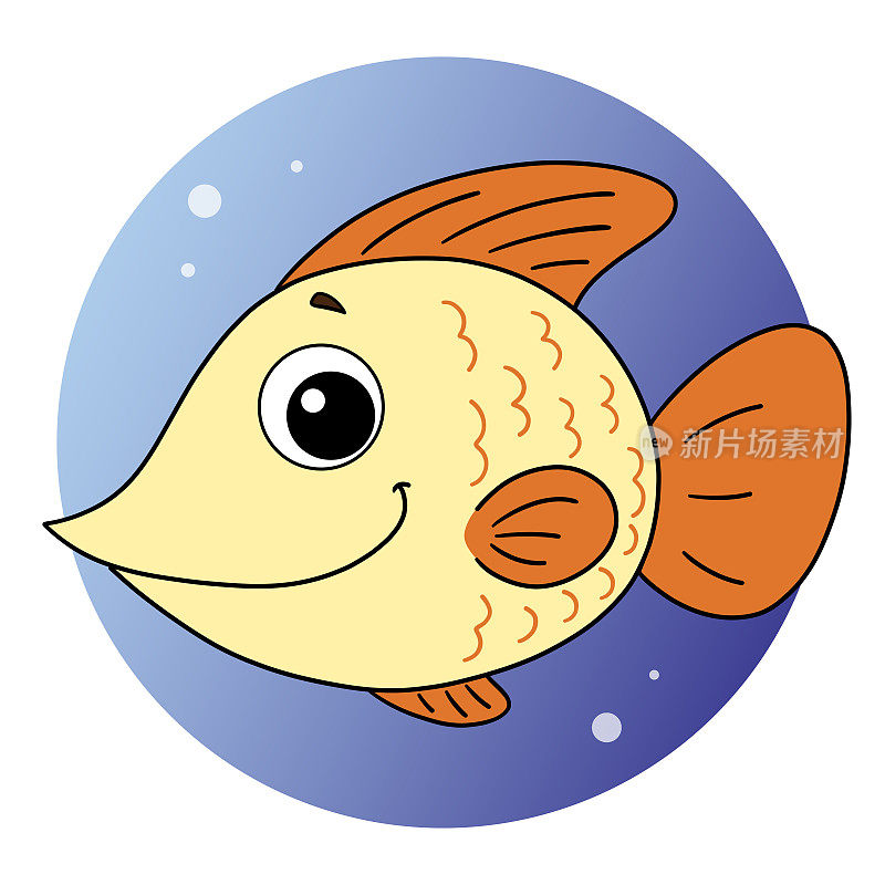 鱼。鱼的风格卡通画。