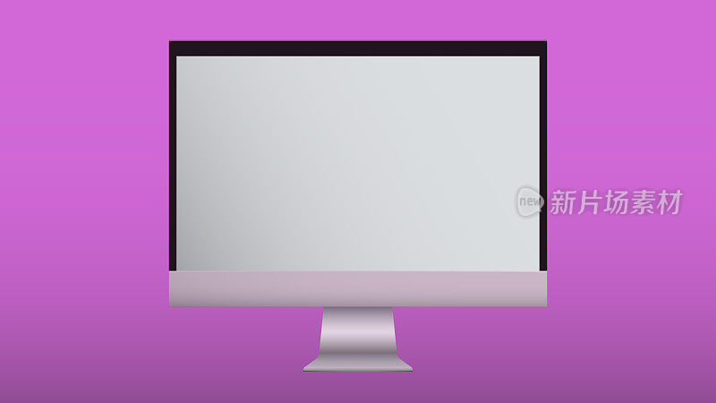 现实的电脑显示器。电脑显示器屏幕。屏幕向量模型。透视图显示与黑色空屏幕。矢量插图。