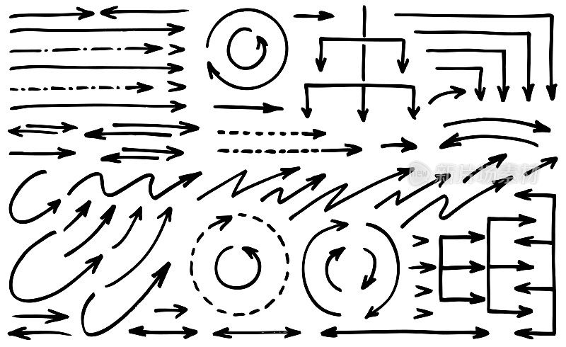 箭头涂鸦信息图形草图矢量绘图