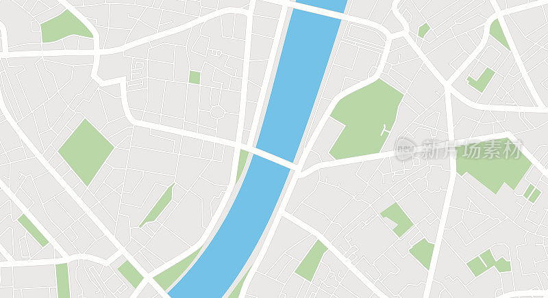 市区gps导航计划。城市中心的抽象地图。向量。