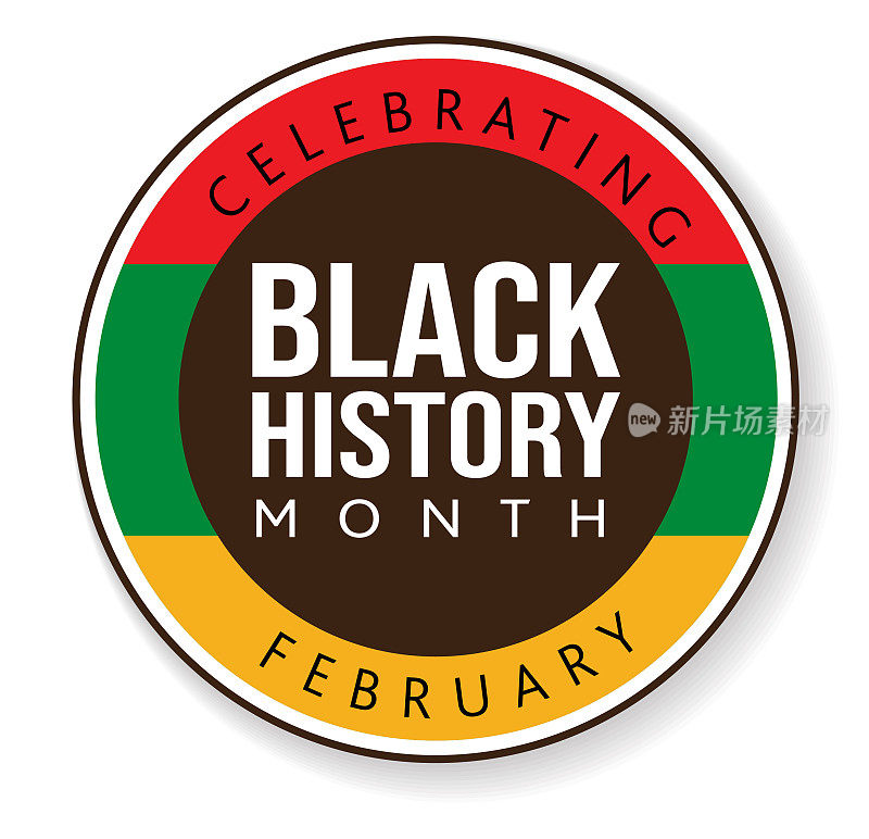 黑人历史月二月概念徽章或标签设计与文字在白色背景