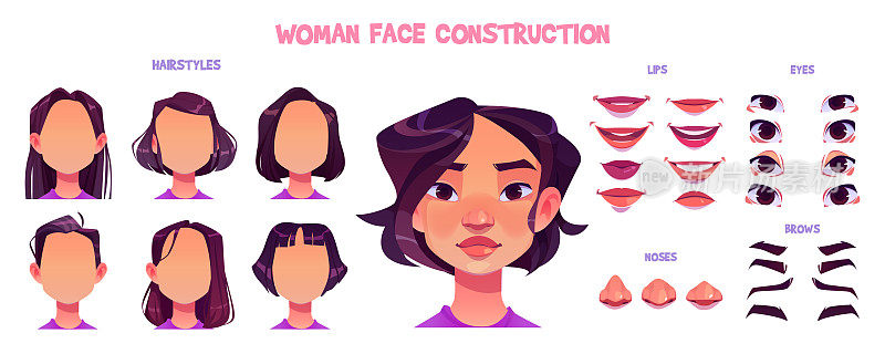 亚洲女孩脸部构造，头像创作