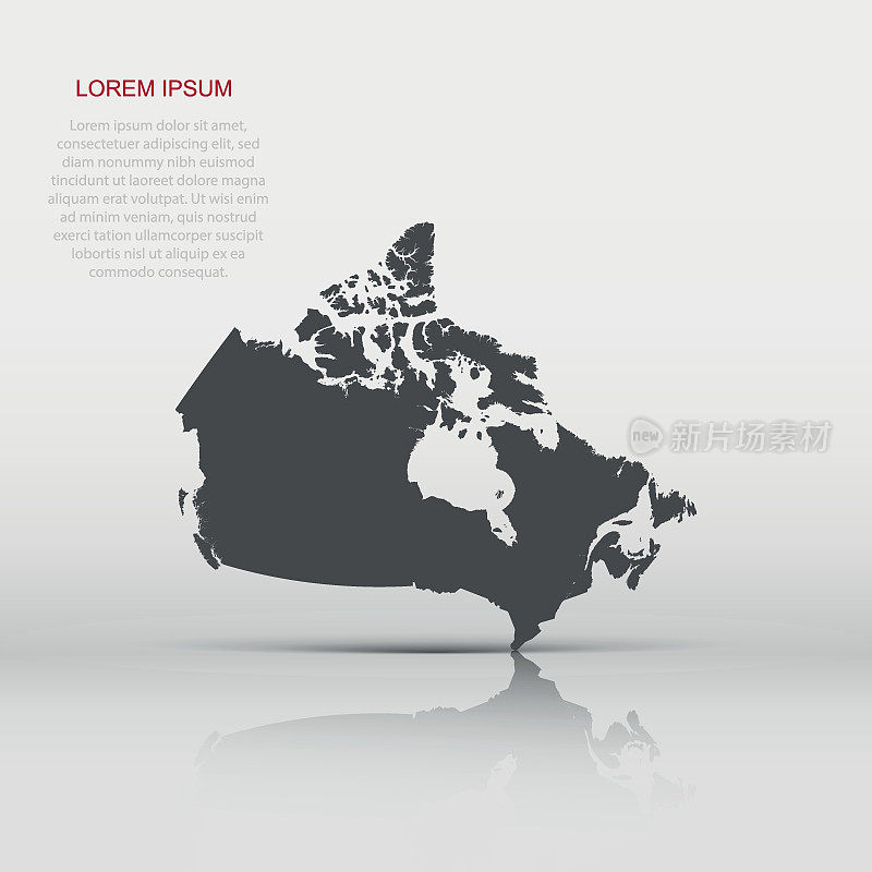 加拿大地图图标在平面风格。加拿大插图象形图。国家地理标识经营理念。
