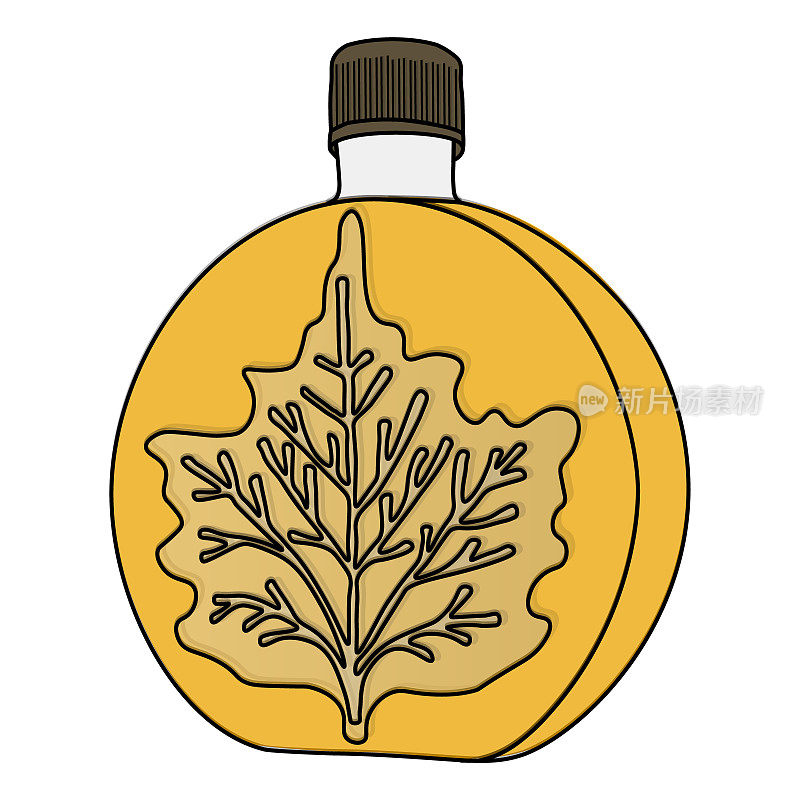 金黄色枫糖浆的瓶子插图
