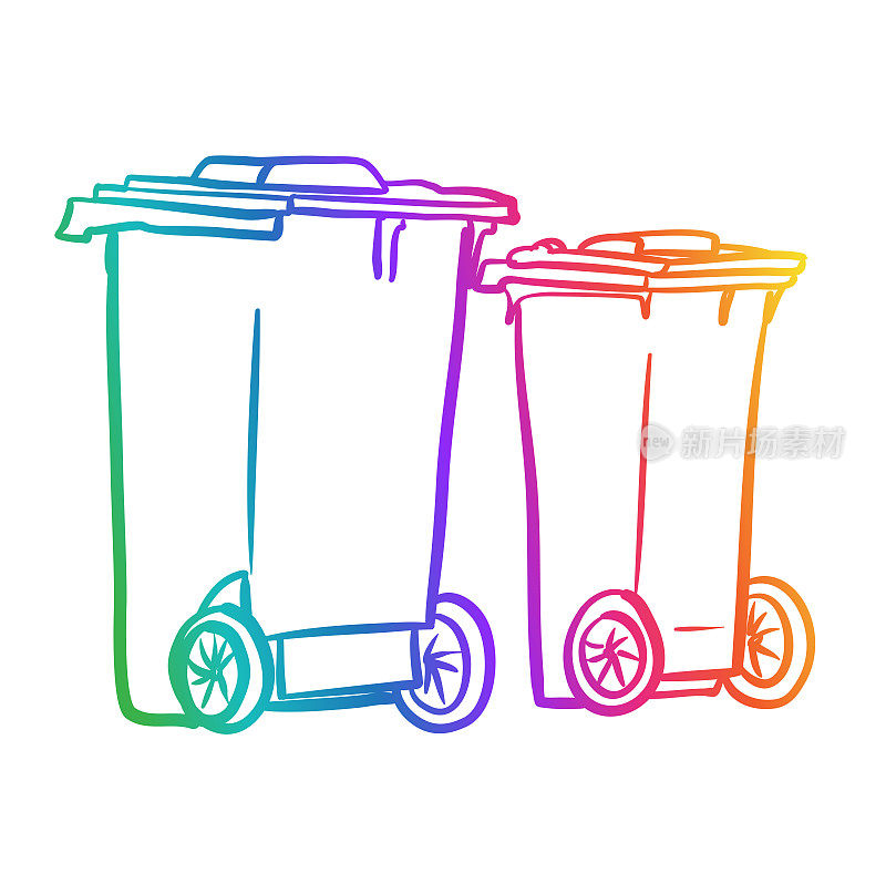城市垃圾桶回收日彩虹