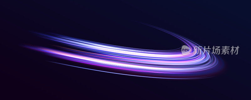 霓虹彩色发光线背景，高速光尾效果。