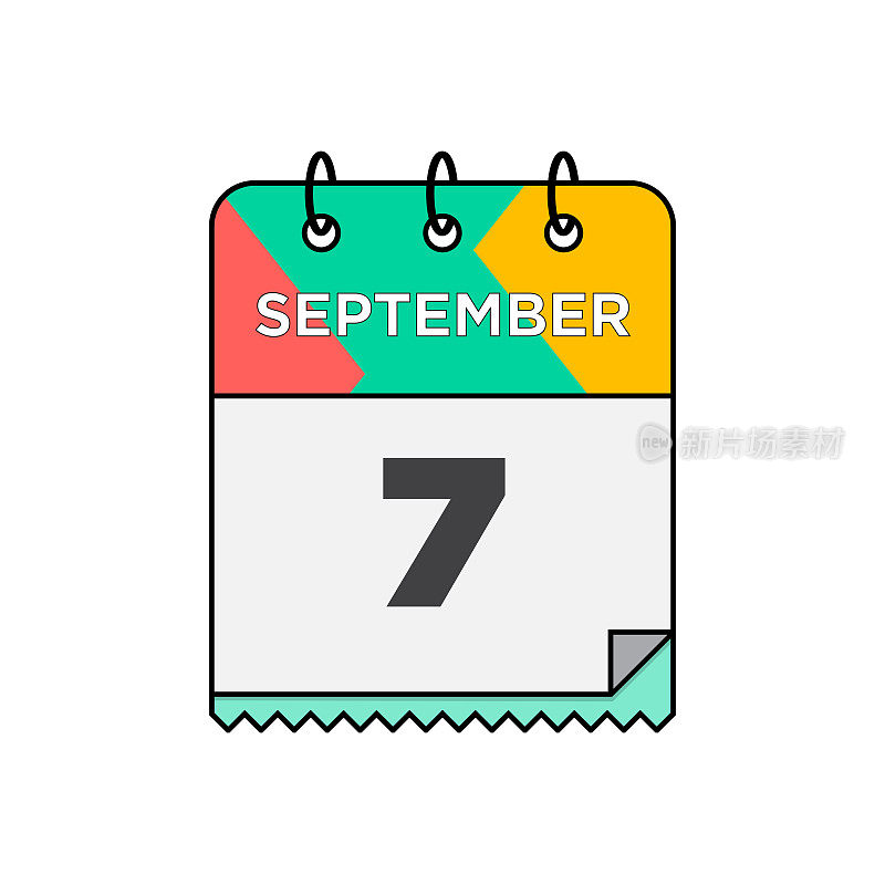 九月-每日日历图标在平面设计风格的股票插图