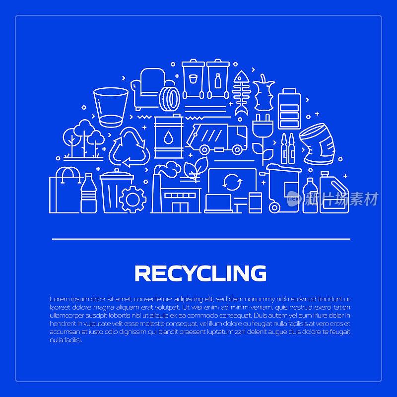 回收相关的线条风格的横幅设计网页,标题,小册子,年度报告和书籍封面