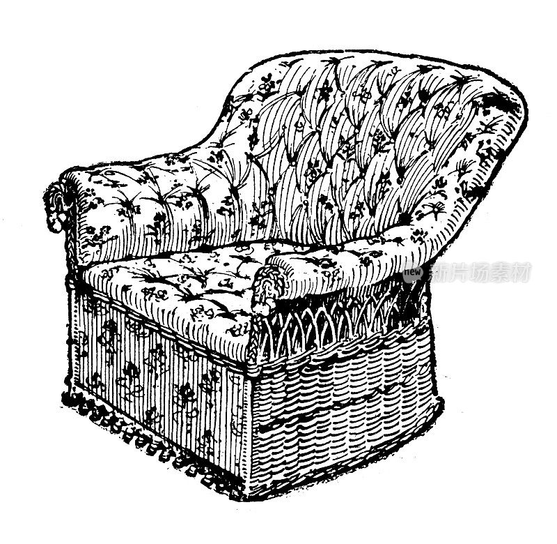 来自英国杂志的古董图片:沃灵顿柳条椅