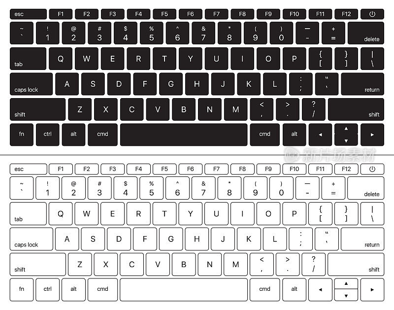 笔记本电脑键盘集-矢量插图模板