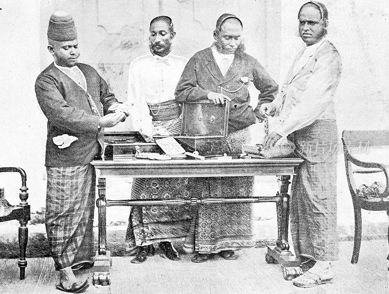1895年印度的人物和地标:锡兰加勒的当地小贩