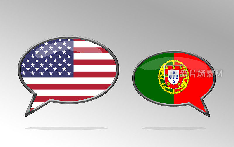 美国和葡萄牙语言演讲泡泡