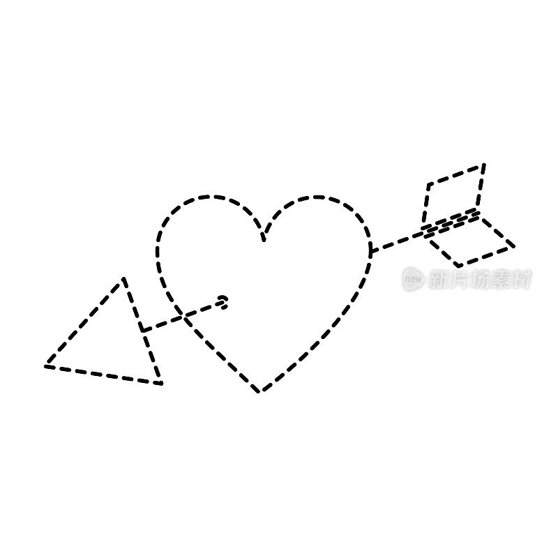 爱神丘比特的爱情之箭刺穿了爱情的象征