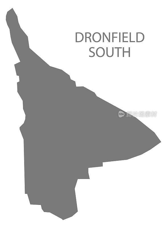 英国东米德兰兹郡东北德比郡的德龙菲尔德南部灰色区地图