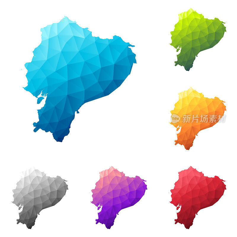 厄瓜多尔地图在低多边形风格-彩色多边形几何设计