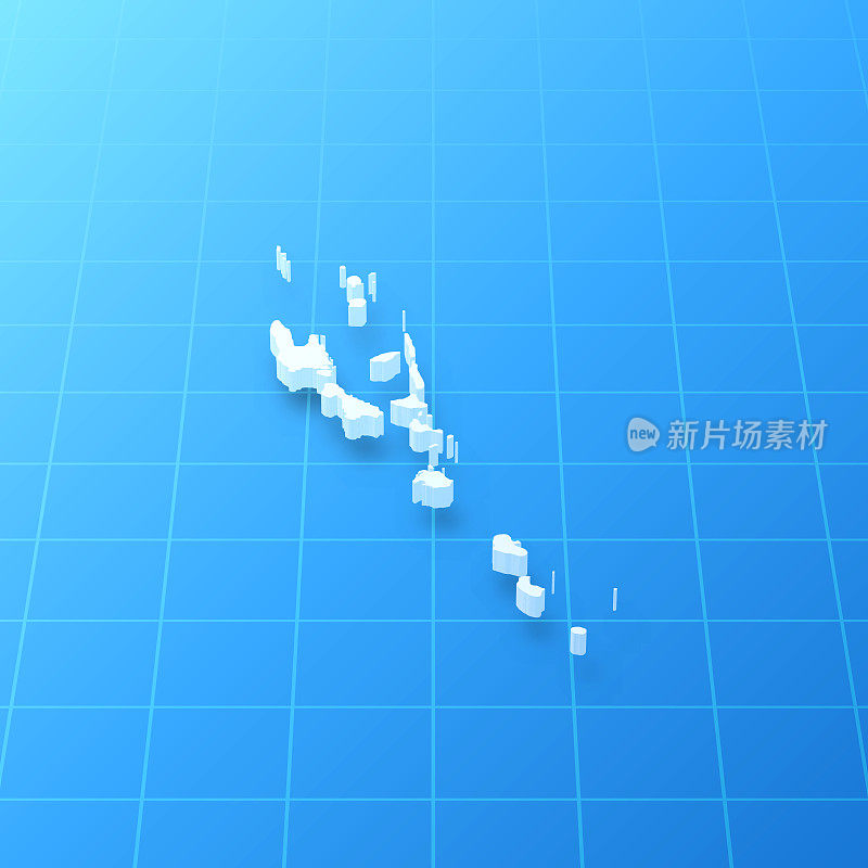 瓦努阿图3D地图上的蓝色背景
