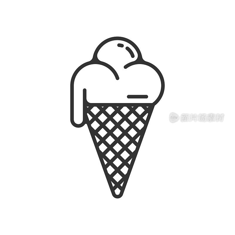 冰淇淋矢量设计和甜点大纲插图在白色的背景。