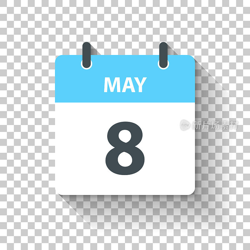 5月8日-日日历图标在平面设计风格