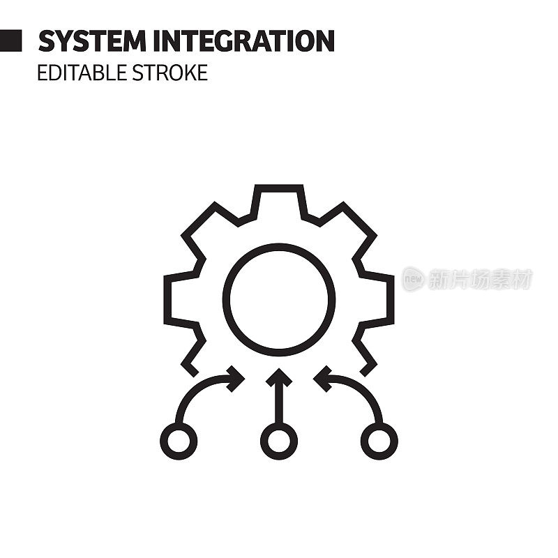 系统集成线图标，矢量符号插图。