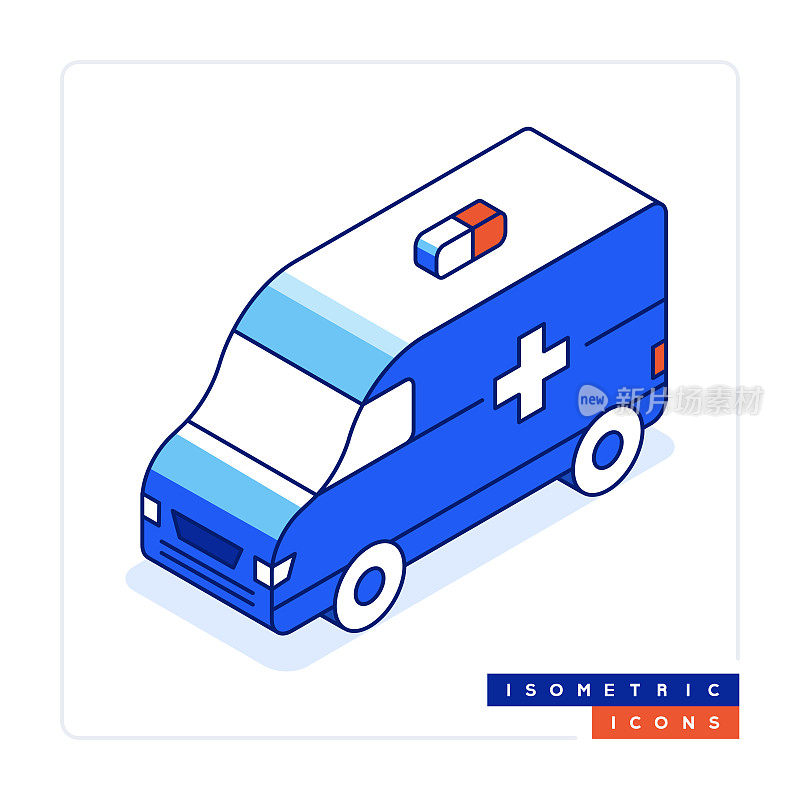 救护车符号等距图标概念和三维设计