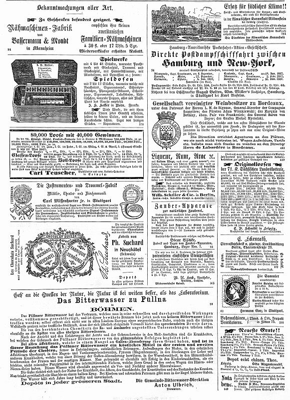 1867年德国杂志的广告页