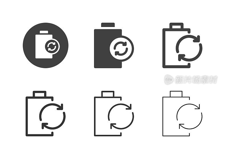 可重复使用的电池图标-多系列