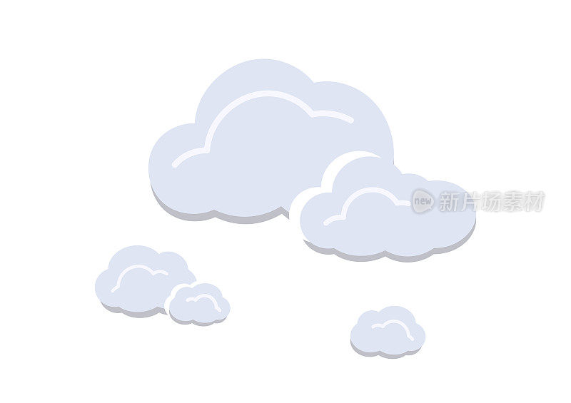 一组云矢量孤立在白色背景ep171