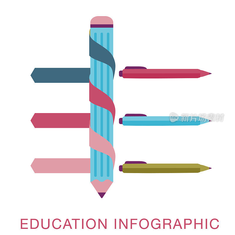 带铅笔教育信息图与文本和图标
