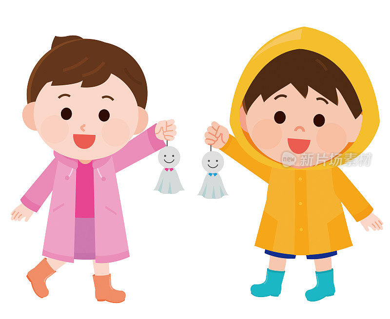一个穿着雨衣的孩子的插画