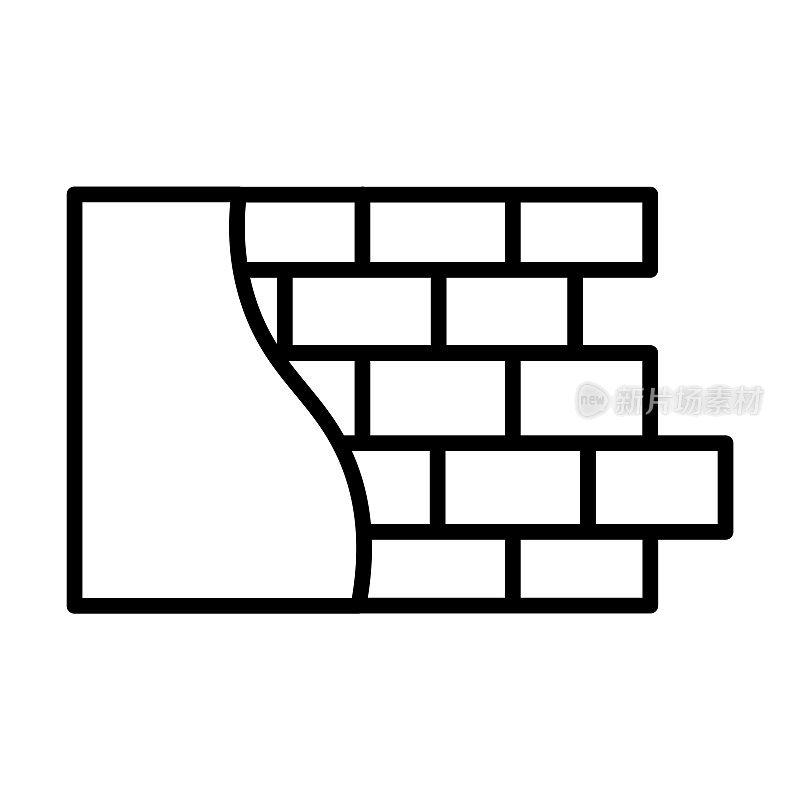 墙图标。薄线性墙轮廓图标孤立的白色背景。直线矢量墙符号，网页和移动的符号。