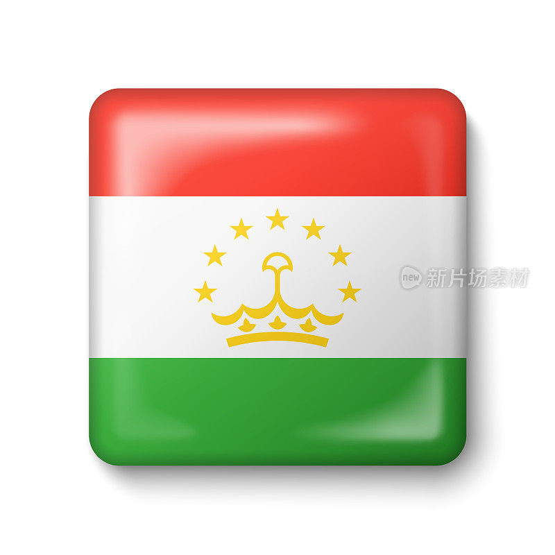 塔吉克斯坦国旗-广场光面图标。